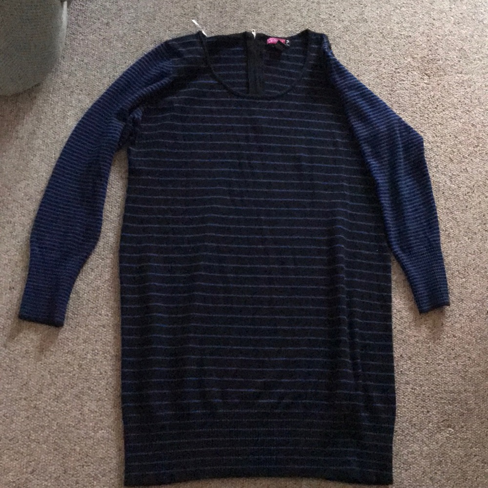 Say what black & blue striped sweater dress 3X